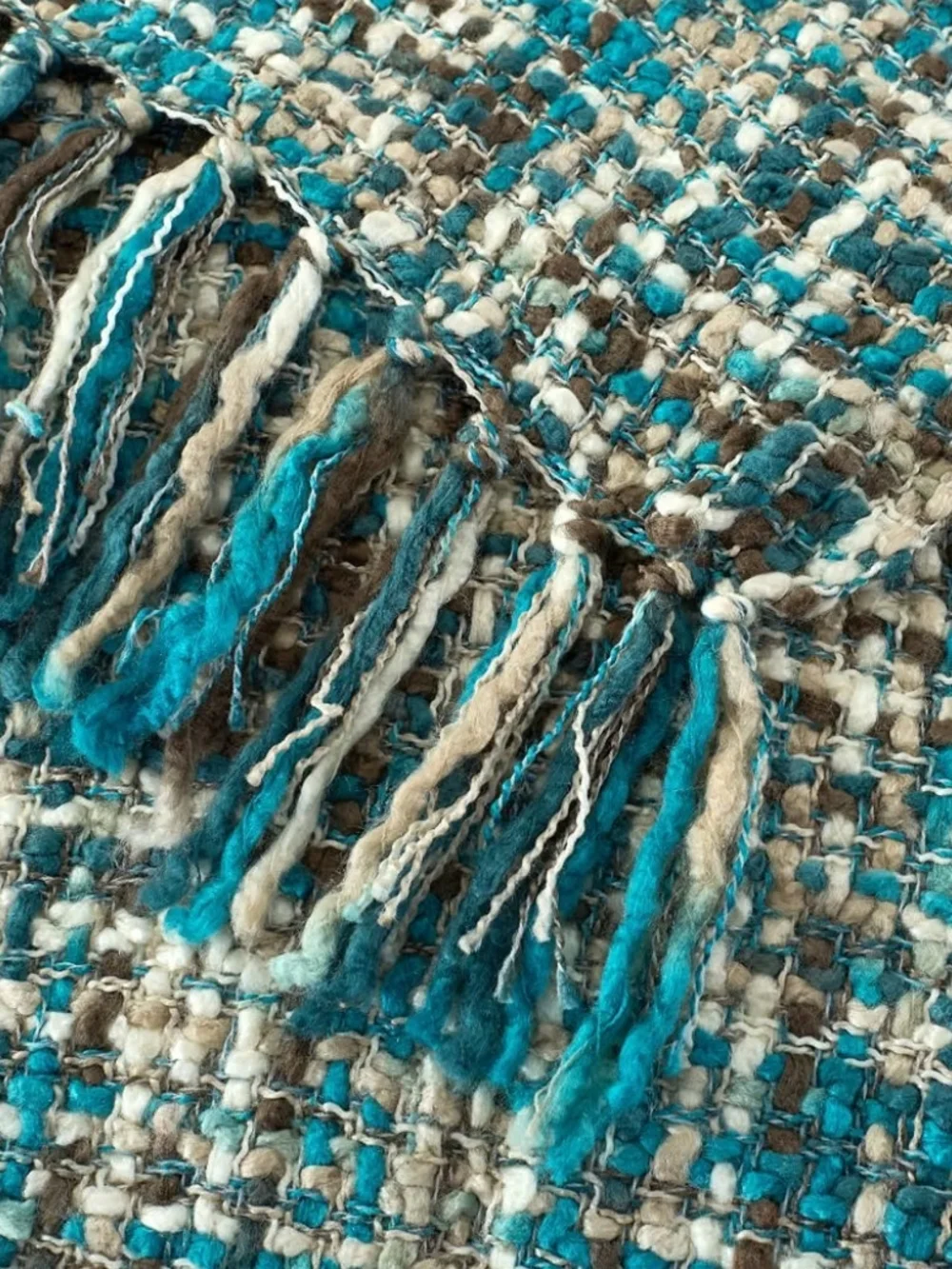 Multi Color Woven Fringe Lightweight Throw Blanket 50 X 60